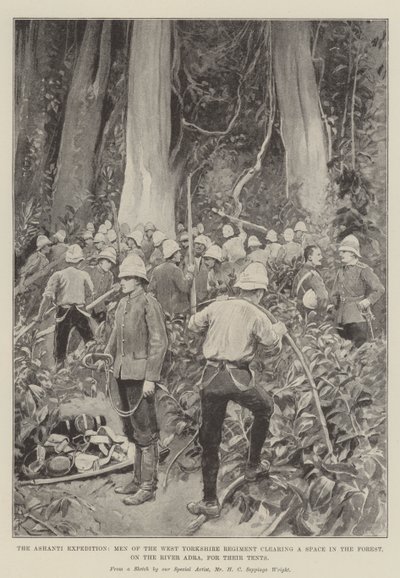 The Ashanti Expedition, Men of the West Yorkshire Regiment Clearing a Space in the Forest, on the River Adra, for Their Tents by Amedee Forestier